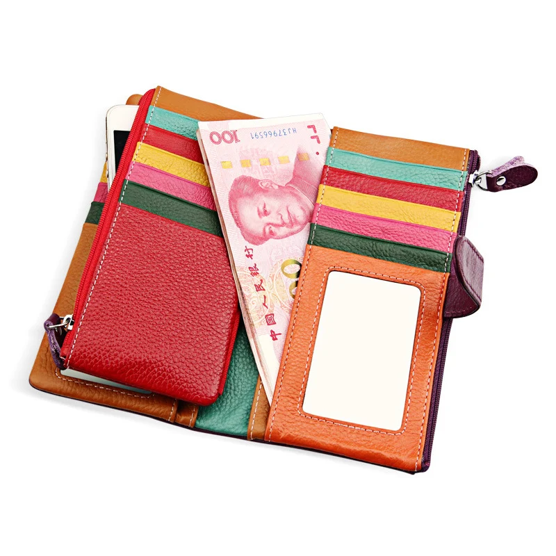 Бизнес натуральная коровья кожа женские кошельки большой емкости 12 Держатель