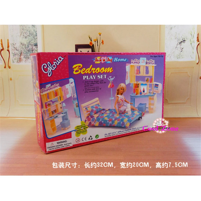 

3D DIY Model Kit Super Fashion Bedroom with Computer&Pet Furniture for Dolls House Accessories Educational Toys for Girl