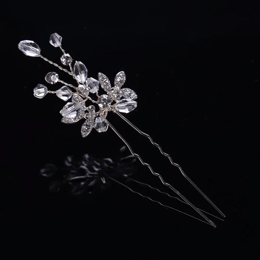 Свадебная шпилька для волос с кристаллами и цветочным рисунком| |