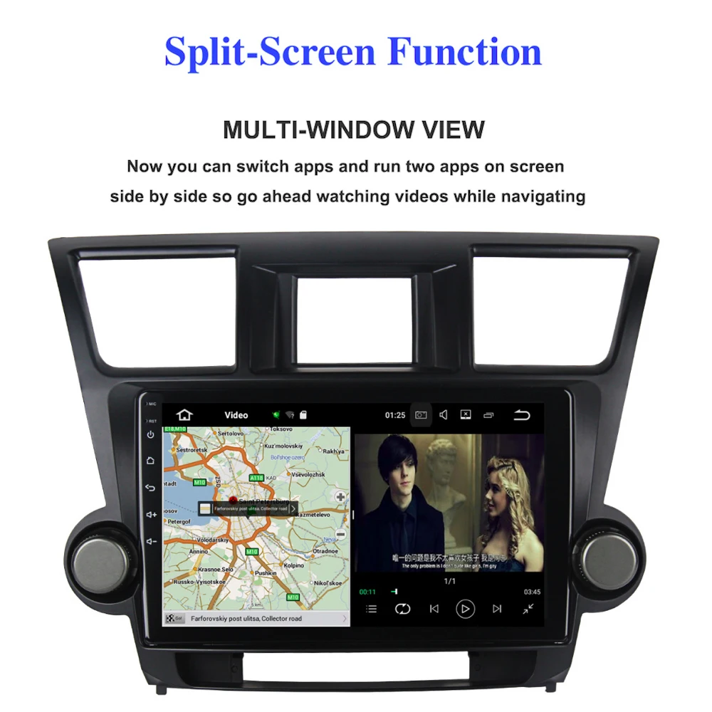 Автомагнитола 1 din с GPS навигацией Android 8 0 для Toyota high Lander мультимедийный центр 2009 2010