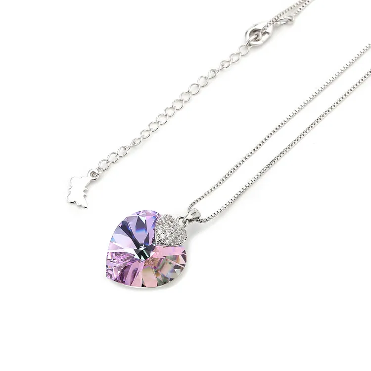 Swarovski Ожерелье для женщин в форме сердца аметист кристалл кулон ожерелье хорошее ювелирное изделие чокер колье подарок для леди ожерелье