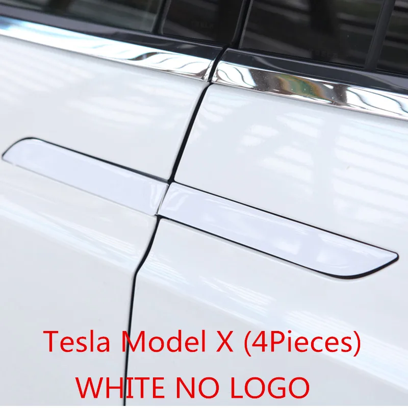 Tesla модель X Автомобильная дверная ручка пороги комплект защиты Настоящее углеродное волокно для Tesla модель X - Название цвета: WHITE NO LOGO