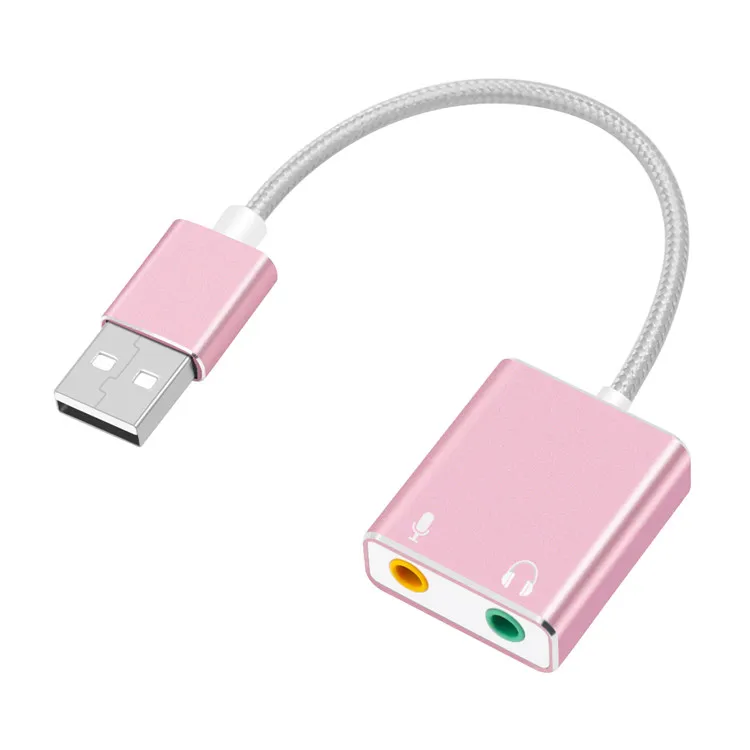 Rose Gold GOOJODOQ Внешняя USB Звуковая карта для наушников 3D стерео звуковая карта USB бесплатный привод Hi-speed Звуковая карта для Mac OS Windows - Цвет: Rose Gold