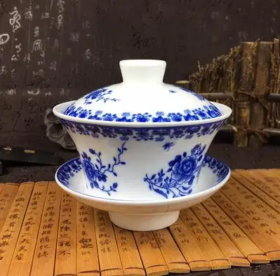 03 Высокая емкость китайский ручной росписью чайный набор элегантный Gaiwan 300 мл керамические пиалы для чая крышка соусница для тарелки глазурь кунг-фу чайная чашка - Цвет: 03