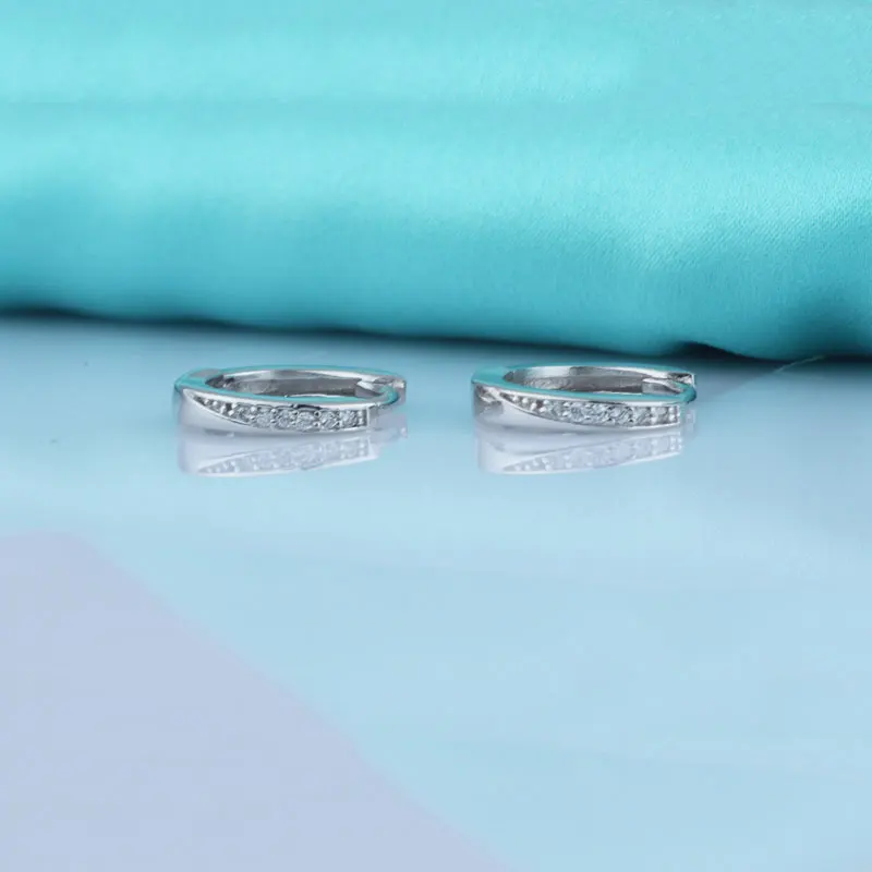 Женские серьги кольца из серебра 925 пробы с фианитами|hoop earrings|crystal zirconearrings hoop earrings