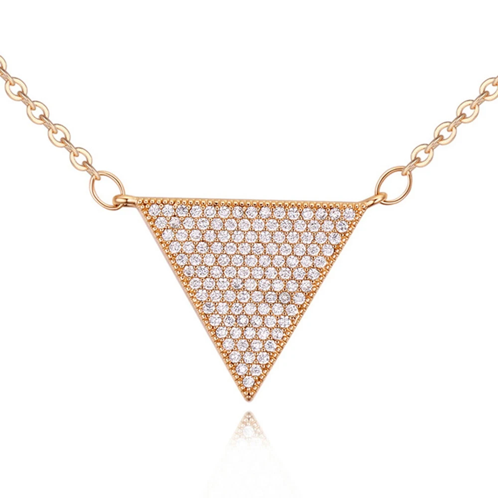 Мода Женщина Башня Пирамида Кулон Кристалл Ожерелье Позолоченное Серебро Цепи