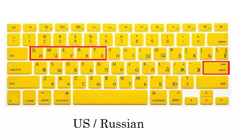 US Orange ЕС/США силиконовый чехол для Macbook Pro retina 13 15 русская клавиатура A1502 A1398 для Macbook retina 13 15 русская крышка клавиатуры - Цвет: US Orange