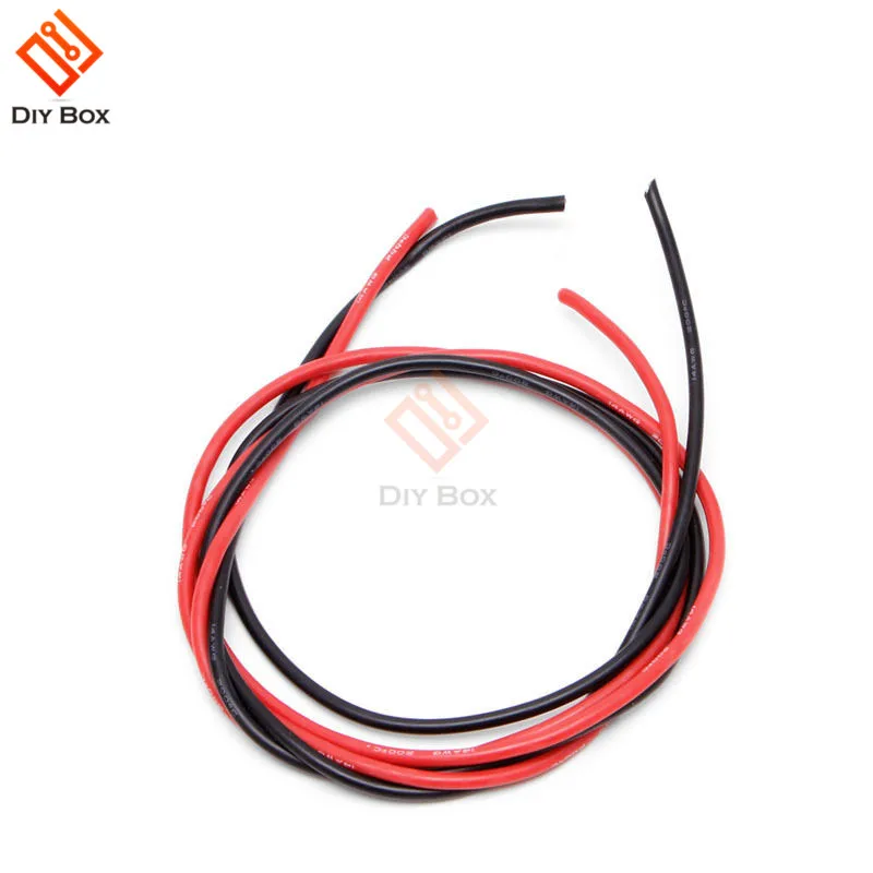 14 AWG Калибр провода гибкие многожильные медные кабели с силиконовой оплеткой для RC черный 1 М+ Красный 1 м = 2 м