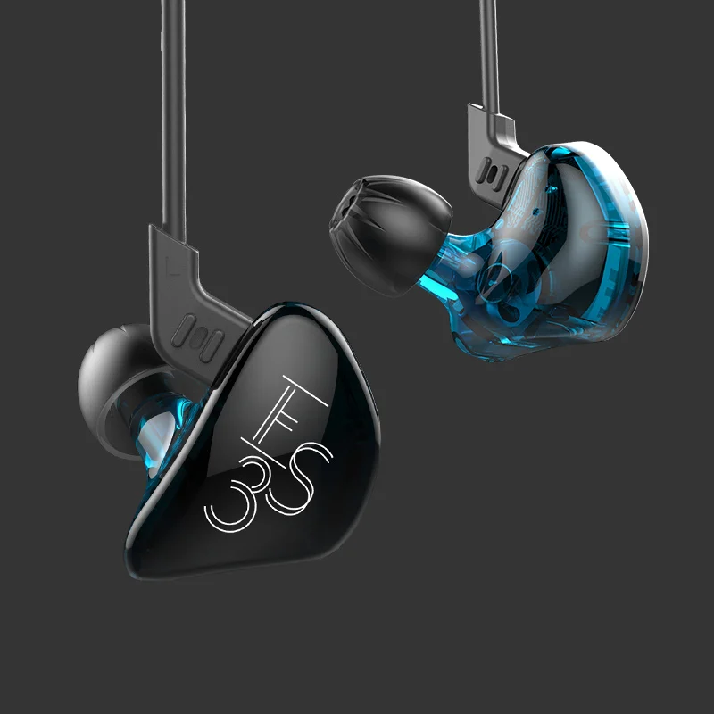 KZ ES3 1DD + 1BA Hifi спортивные наушники-вкладыши Динамический драйвер шумоподавление