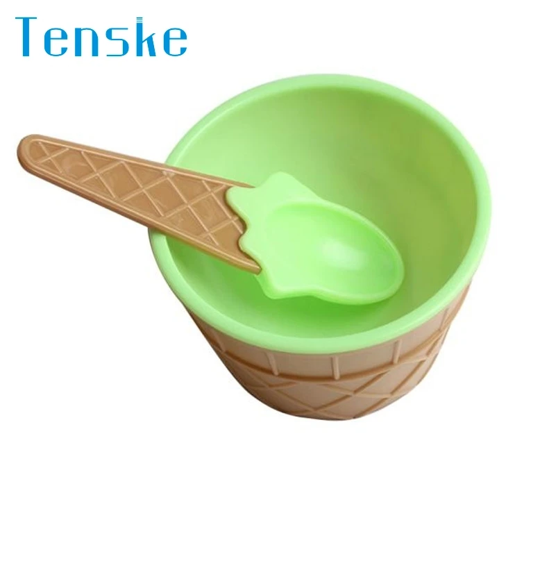 Tenske Экологичная миска для мороженого с ложкой шесть цветов #30 подарок 1 шт.