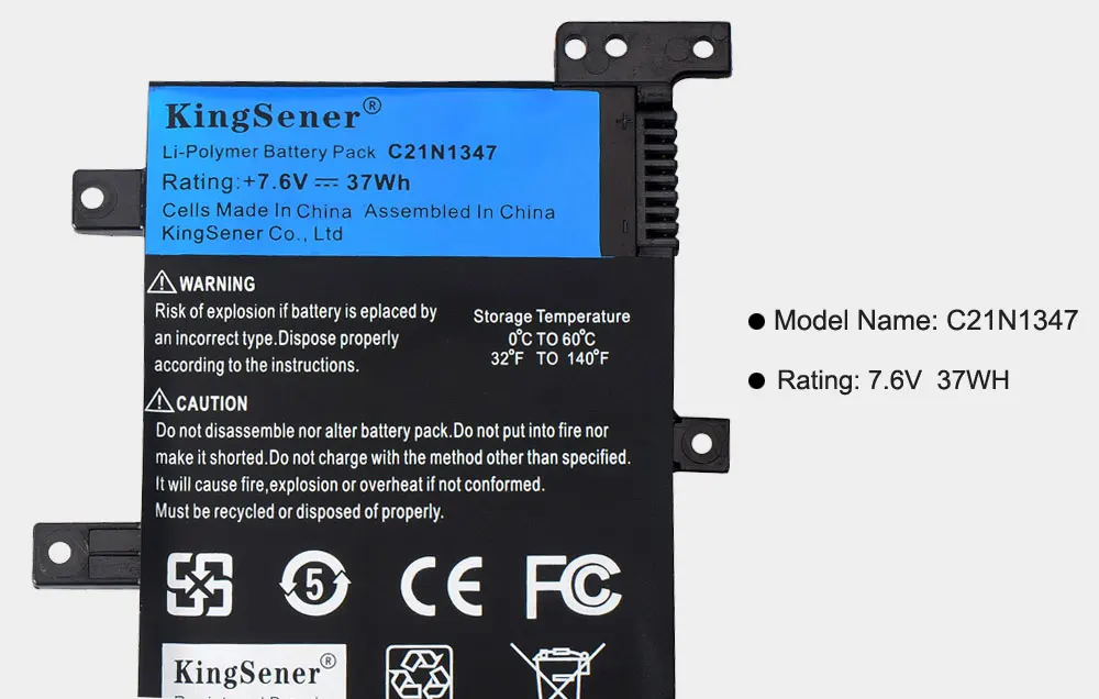 7,5 V 37WH KingSener C21N1347 аккумулятор для ноутбука ASUS X554L X555 X555L X555LA X555LD X555LN X555MA 2ICP4/63/134 C21N1347