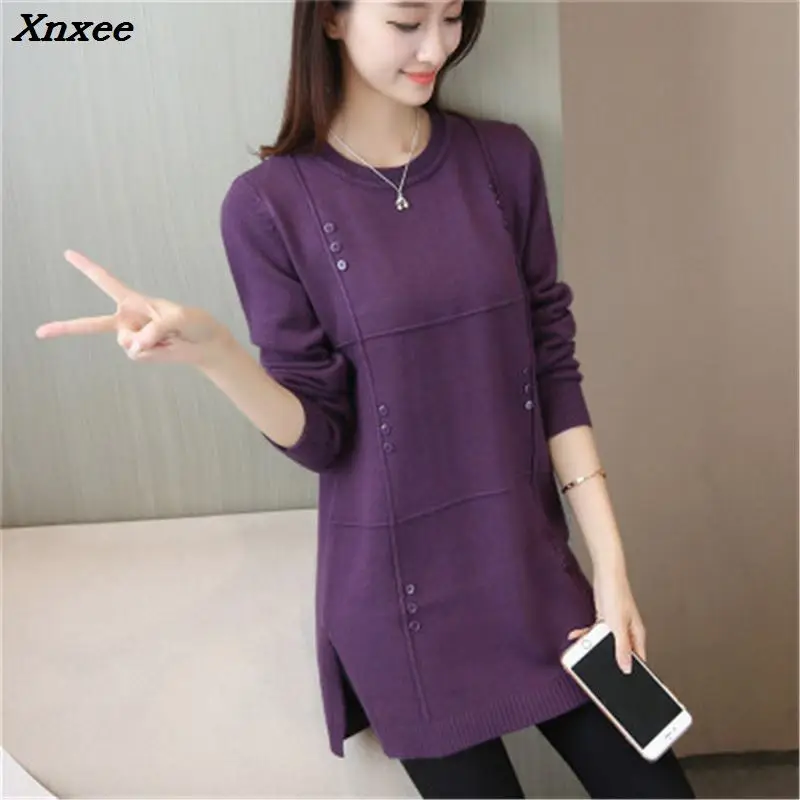 

New Arrival 2018 Women Sweater female sweaters and Pullovers Winter warm oversized knitted Crop Basic Sweater 3XL Xnxee