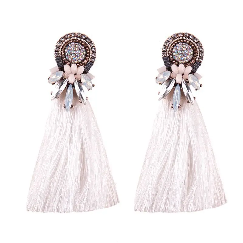 Модные богемные Эффектные серьги с бахромой женские длинные висячие кисточками