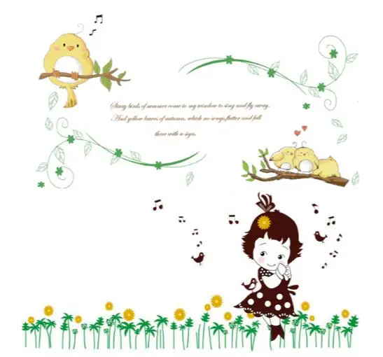 Мультфильм Аниме Лето пасторальная птица девушка детская комната Спальня