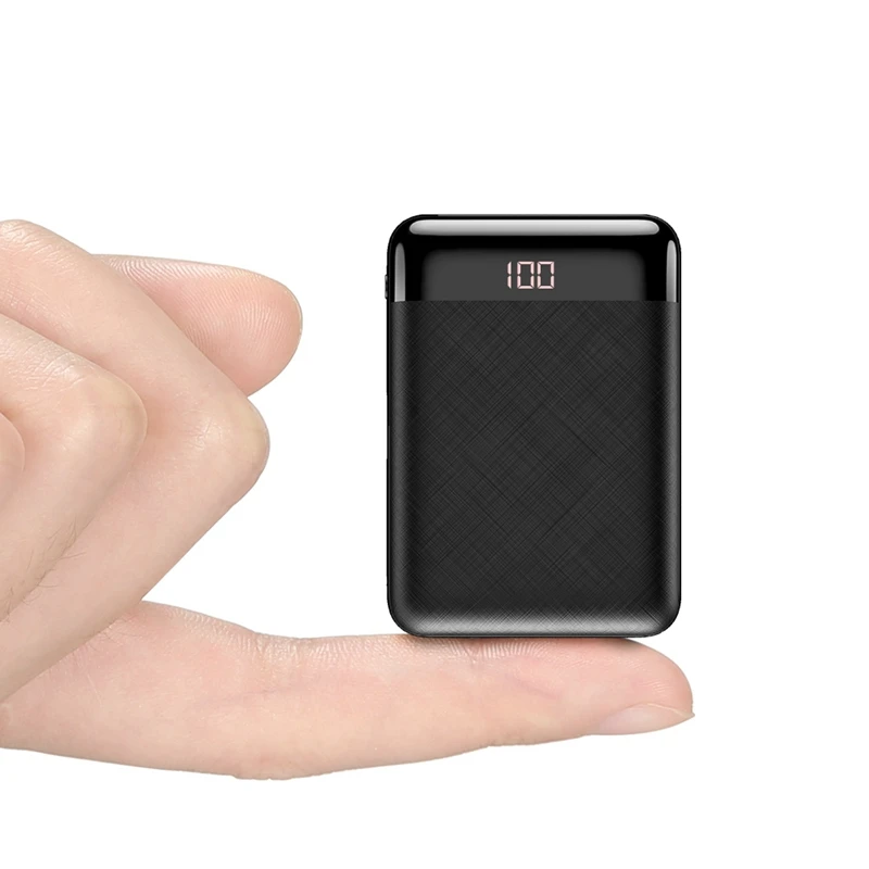 Black FLOVEME Портативный мини 10000 mAh Мощность банка для iPhone samsung S9 телефон Зарядное устройство двойной сообщения Комплекты внешних аккумуляторов Зарядное устройство Мощность банк внешний аккумулятор - Цвет: Black
