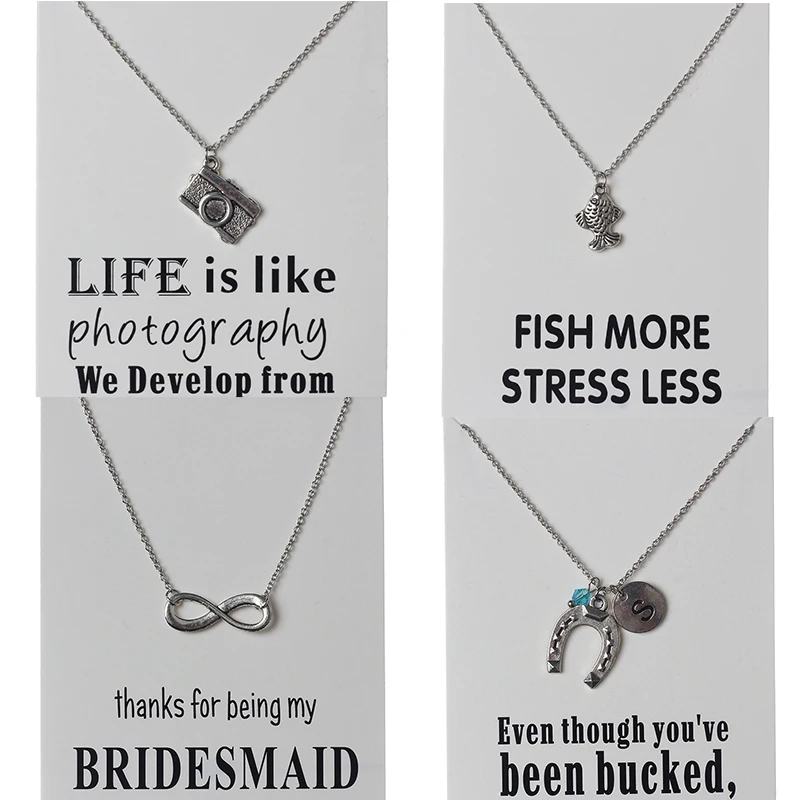 1 шт. ожерелье с надписью Wish Card рыба/камера/якорь/меч Али подвески цепочки