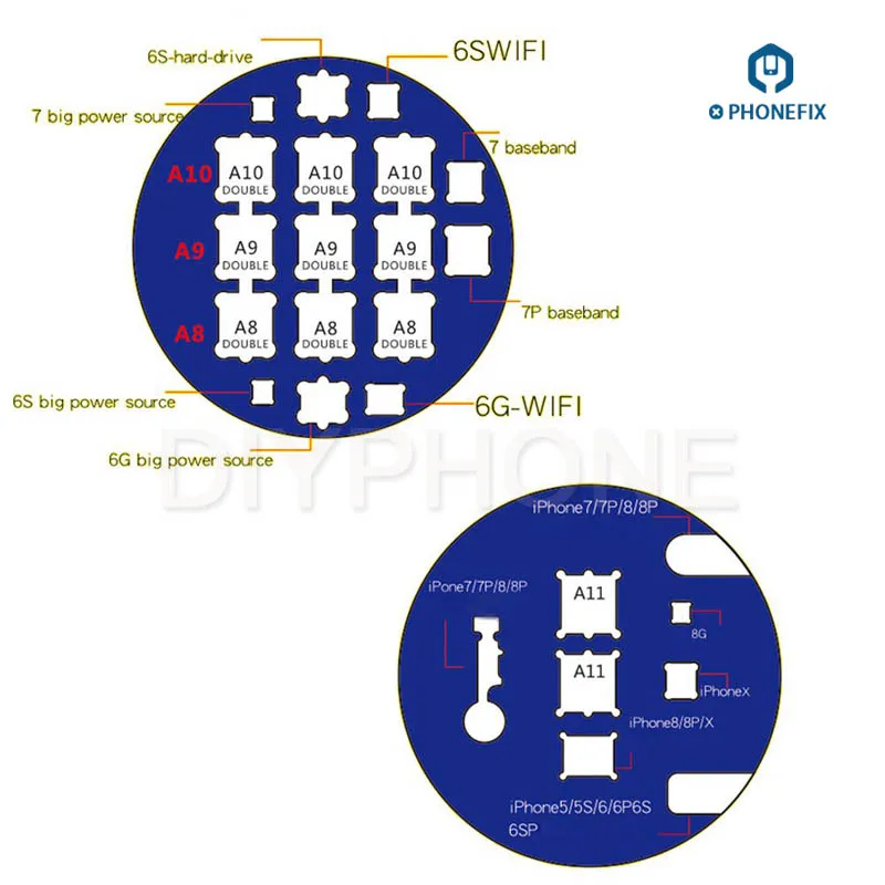 

Specified Double-Sided Microscope Slot Base For IPhone A8 A9 A10 A11 NAND WIFI Baseband BGA IC Fingerprint Repair IC Shovel Glue