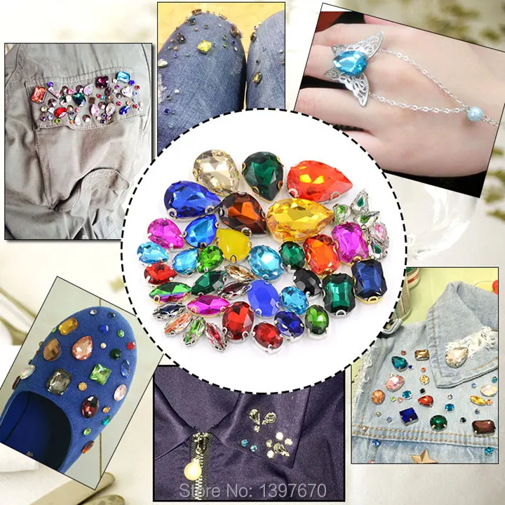 Розовый цвет 12 шт. пришивные стразы с серебристыми когтями для вечернего