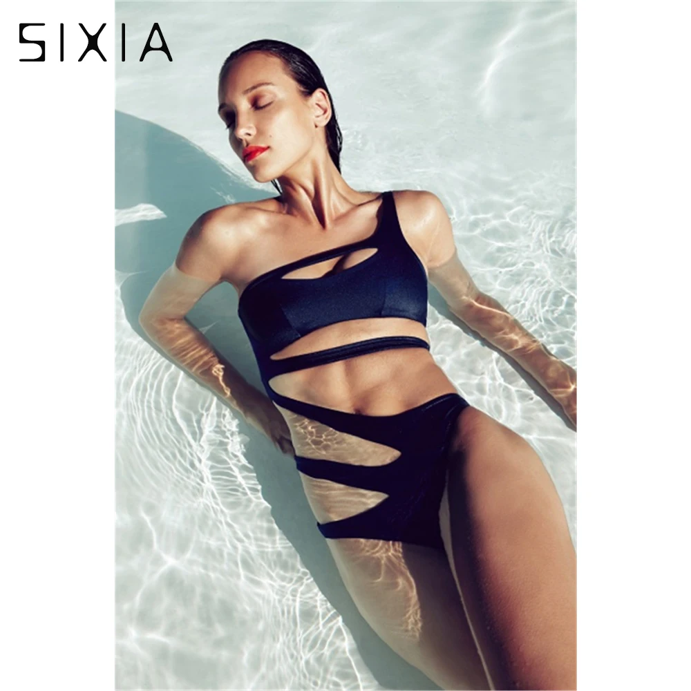 Синий 1 Одна деталь купальный костюм Для женщин Высокая Талия Монокини женский