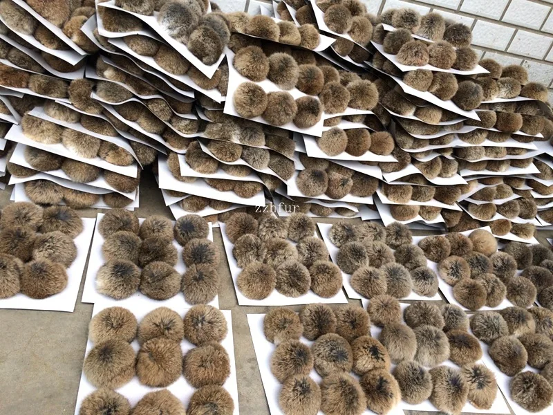 6 шт./лот 8 см на натуральном кроличьем меху Помпоны пушистый меховой помпон