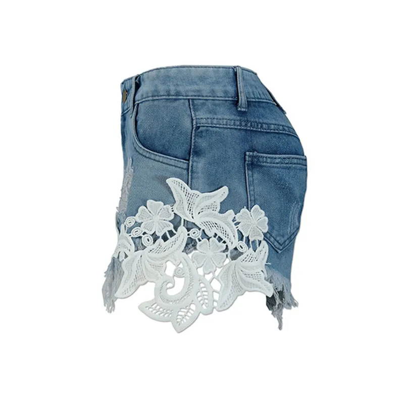 Женские летние шорты с высокой талией сексуальные женские кружевные лоскутные