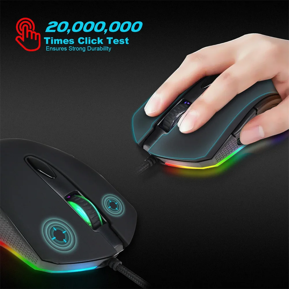 FELYBY Gaming Mouse Programmable 4800DPI 6 Buttons RGB Backlit USB Wired Optical Mice Gamer for PC Computer Laptop | Компьютеры и офис