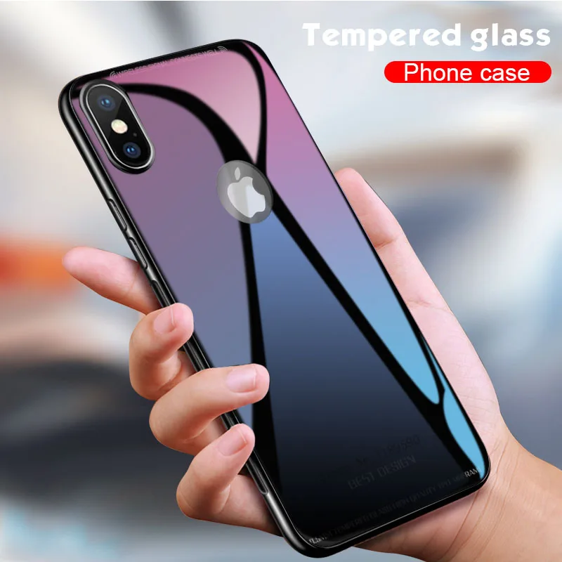 Чехол из закаленного стекла для iPhone 7 8 6 11 Pro MAX защитный стеклянный чехол X XS Max XR 6s
