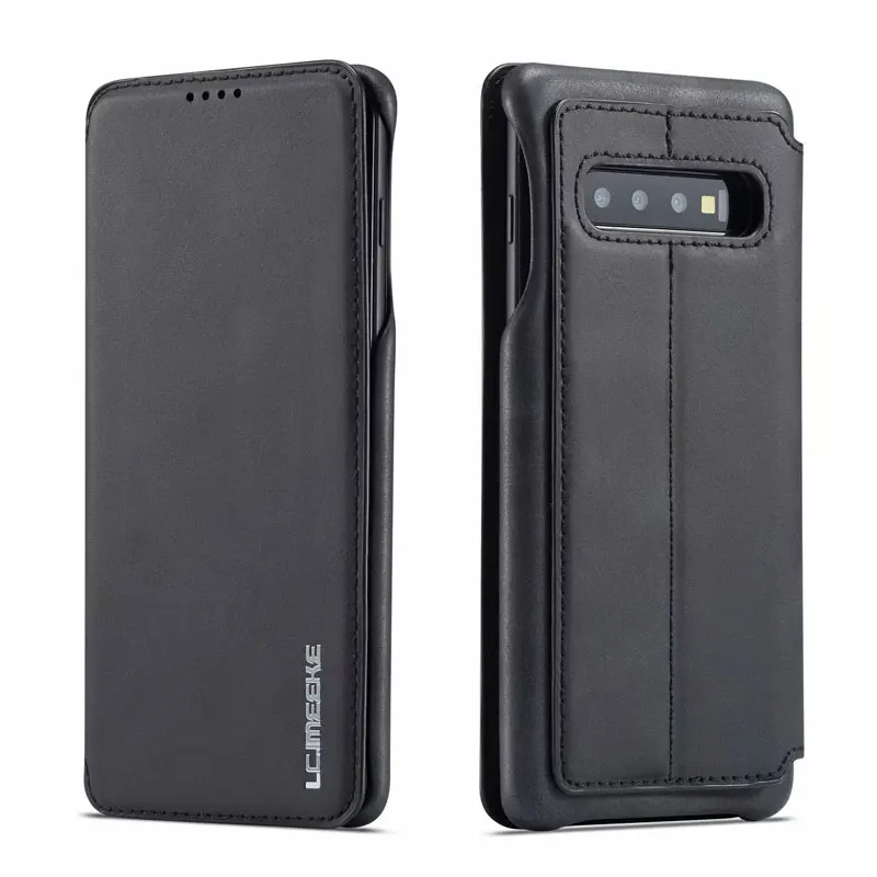 Черный Роскошный кожаный чехол-книжка для samsung Galaxy s10, 9, 8, 7 plus, противоударный чехол-подставка для samsung Note 8, 9, чехол - Цвет: Черный