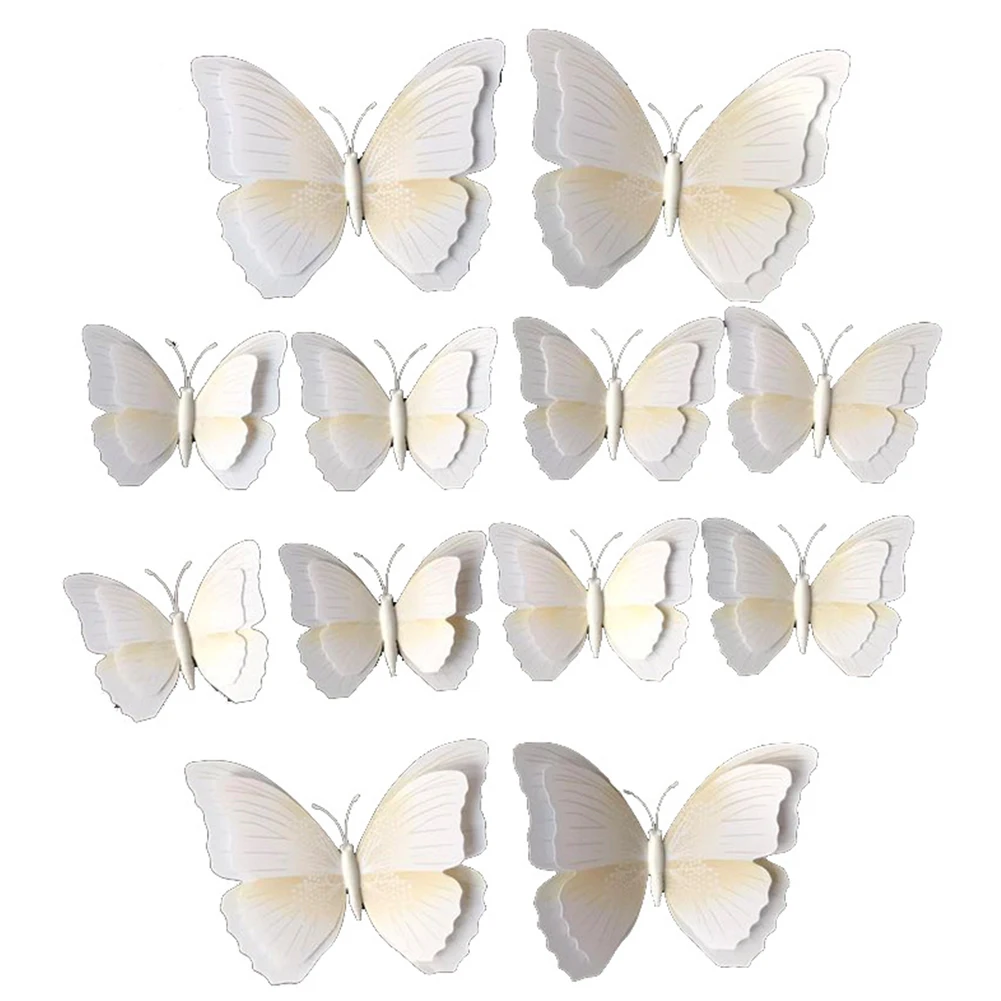 Simulation Butterfly Ornament 12Pcs Pvc White 3D Curtain Decoration Clip On Diy Accessory | Дом и сад
