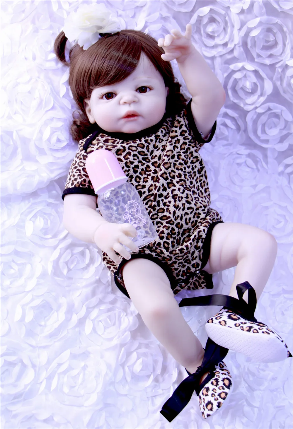 55 см полностью силиконовая кукла для новорожденных Реалистичная кудрявая