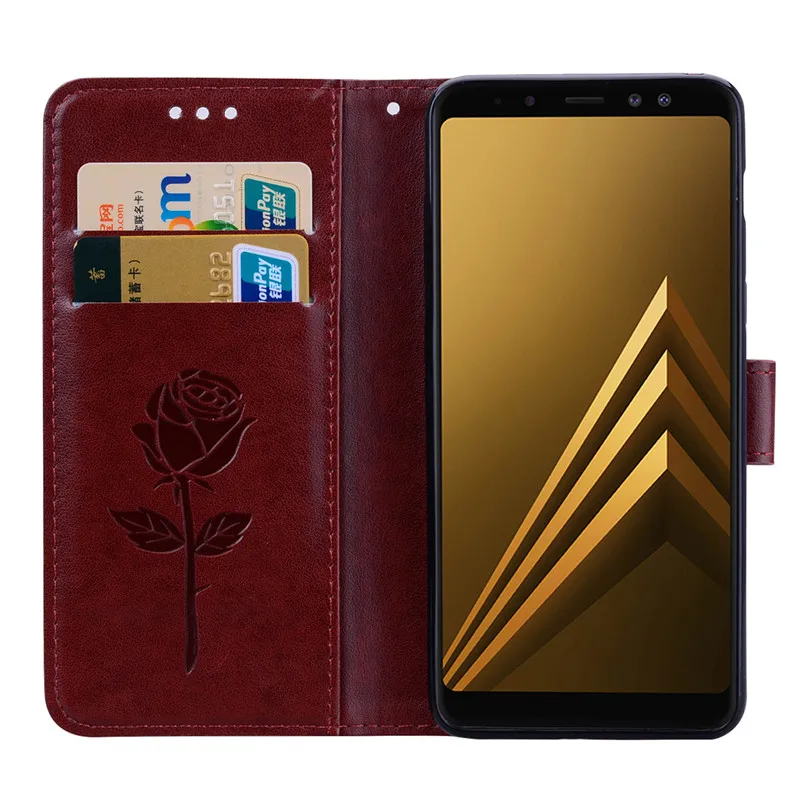 Кожаный чехол для Samsung Galaxy a8 a6 plus 2018 с откидной крышкой карт кошелек телефона j3 j5 j7