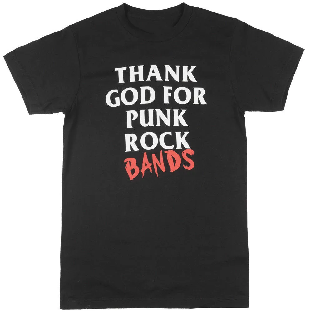 

Fashion Selling Top Tee Thank God for Punk Rock Bands T-Shirt Men's Black Cool Casual Short Sleeve100% Cotton T-Shirt
