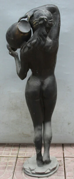 JP S0524 31&quot Chinese Bronze Stand sexy naked nude beauty belle peri Bottle Vase Statue B0403 | Дом и сад