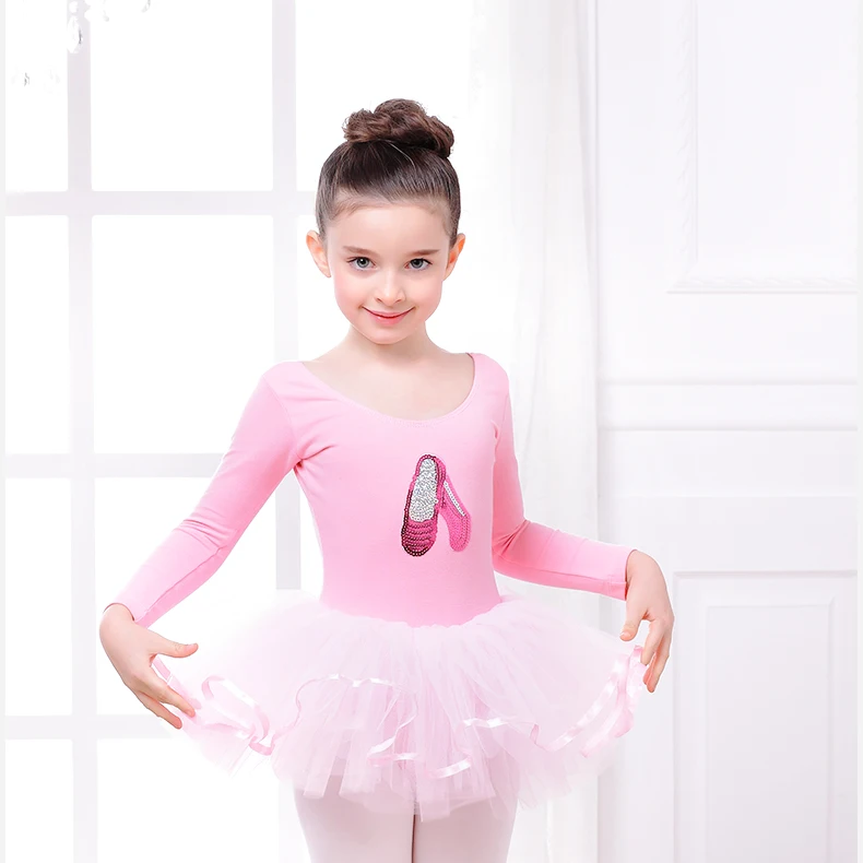 

Girl's ballet dance practise clothes girls long sleeved autumn veil ballet Dress