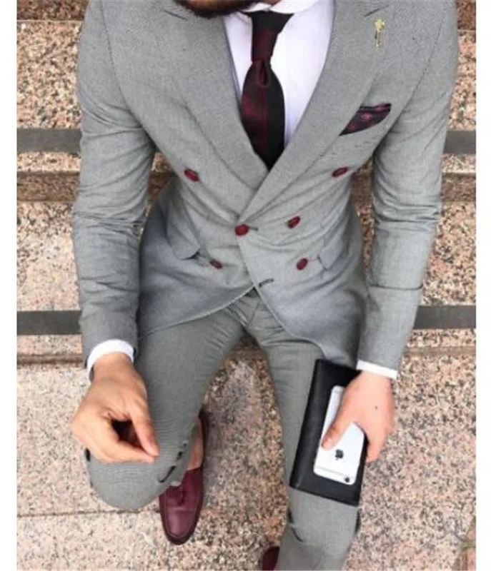010 Красный однобортный Свадебный Мужской костюм шаль лацкан Slim Fit костюмы 2 шт свадебный смокинг для мужчин жениха(куртка+ брюки - Цвет: 010