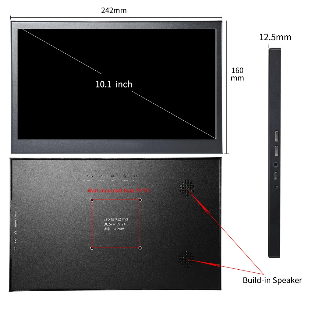 10.1 inch 2K Touch Screen ips Portable Gaming monitor pc LED LCD Display 11.6 small Mini HDMI Tablet Computer Monitor for PS3 4