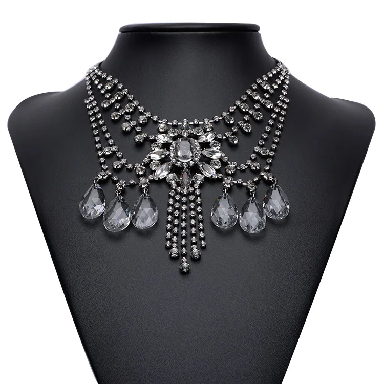 2016 New fashion accessories women multi-layered tassels Droplets Rhinestone Crystal Statement Collar Necklaces &amp pendants | Украшения и