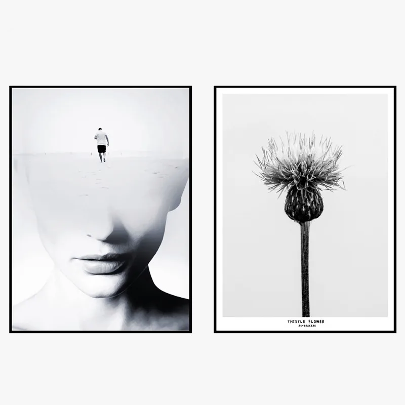 Скандинавская современная простая картина маслом черно белая рамка Бесплатная