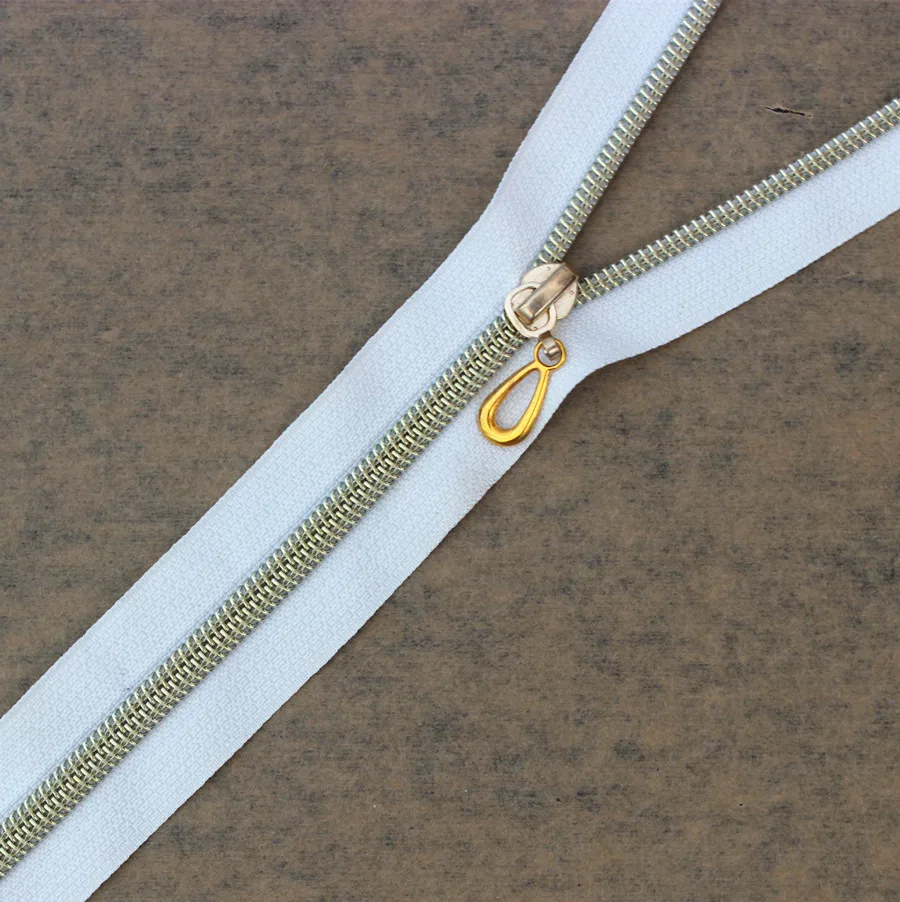 5 шт. молнии Открытый Конец Белый металл молния золотые зубы ремесло для шитья 40