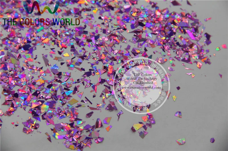 

TCA901 Holographic Peach Color Mylar Sheet Random Cut Size Flakes for nail decoration and other art DIY decoration