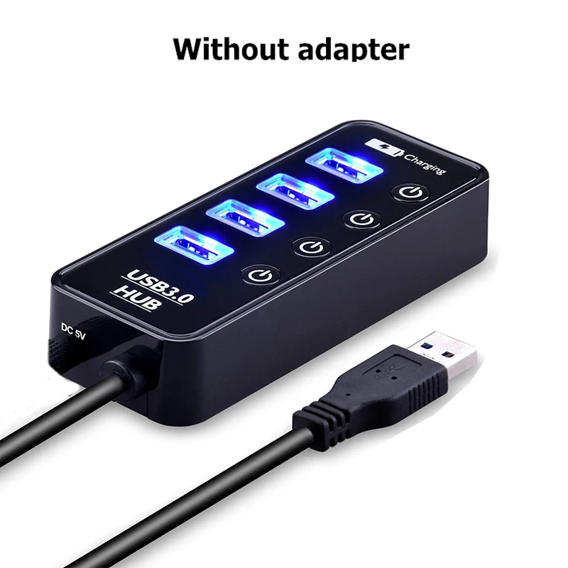 Высококачественный концентратор USB 3,0 с высокой скоростью и поддержкой зарядки, мультипэ, usb-концентратор для ПК, ноутбука, 7 портов, адаптер-удлинитель, концентратор USB 3,0