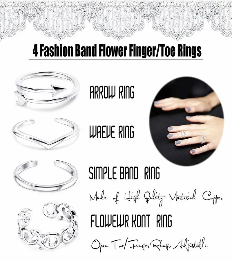 8pieces Summer Beach Vacation Knuckle Ring Open Toe Rings Set for Women Girls Finger Adjustable Jewellery Wholesale | Украшения и