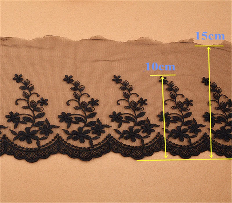 5 ярдов винтажная широкая хлопковая Цветочная вышитая ткань с кружевной отделкой