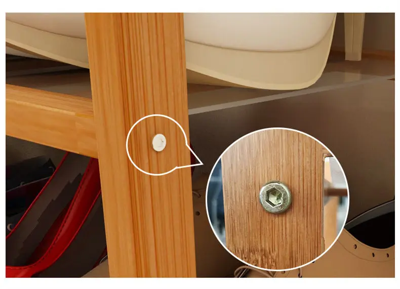 Бесплатная доставка 2 яруса однотонные стеллажи для обуви из бамбука простые