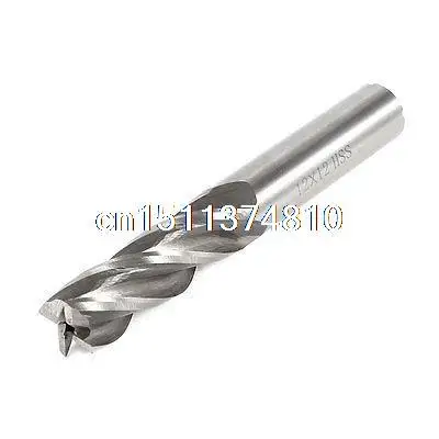 

12mm x 12mm 4 Flute Straight Shank HSS Spiral End Mill Milling Cutter 3.3"