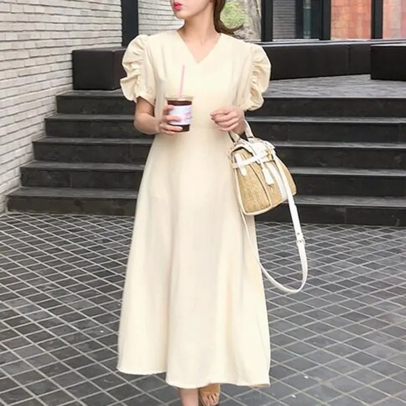 Летнее элегантное милое винтажное корейское Стильное женское платье миди