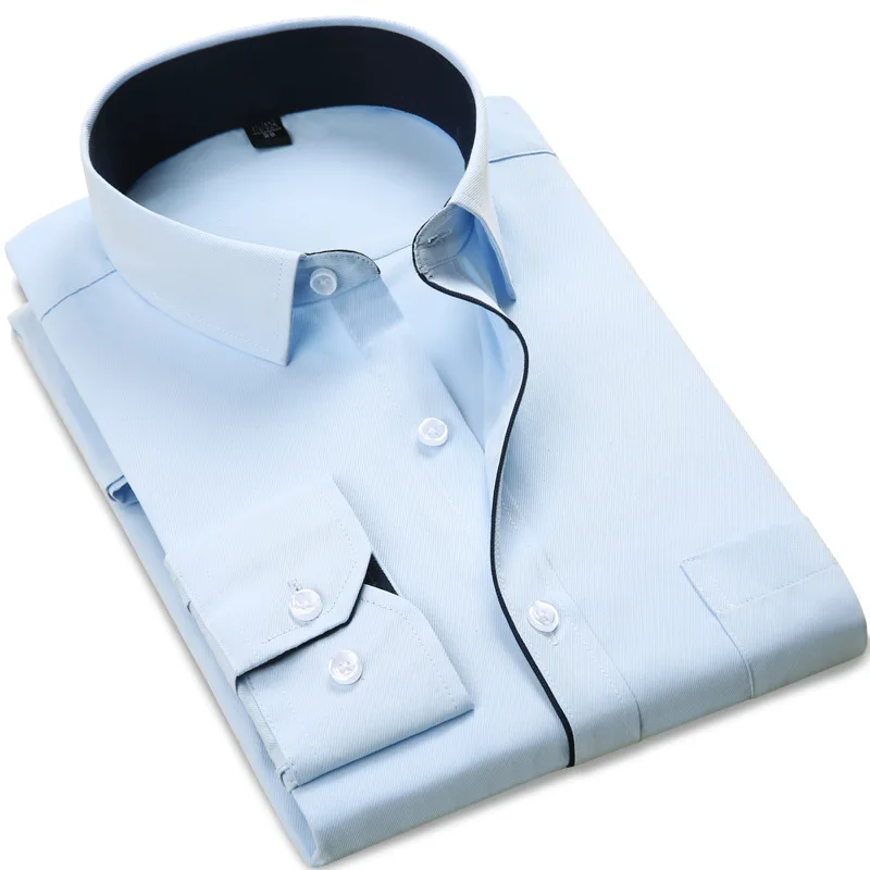 Рубашка мужская приталенная с длинным рукавом хлопок Классическая формальная