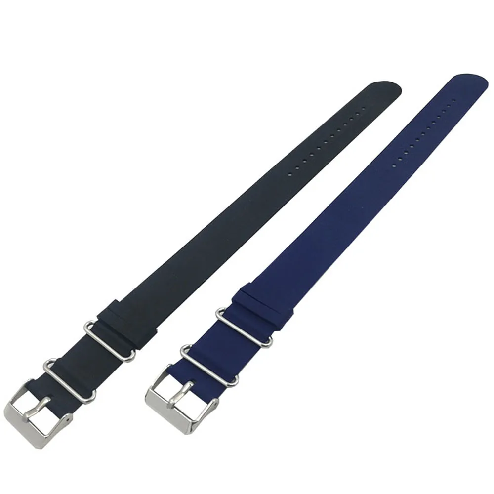 BEAFIRY Silicone Nato Zulu Watch Band Straps Black Blue 18mm 20mm 22mm