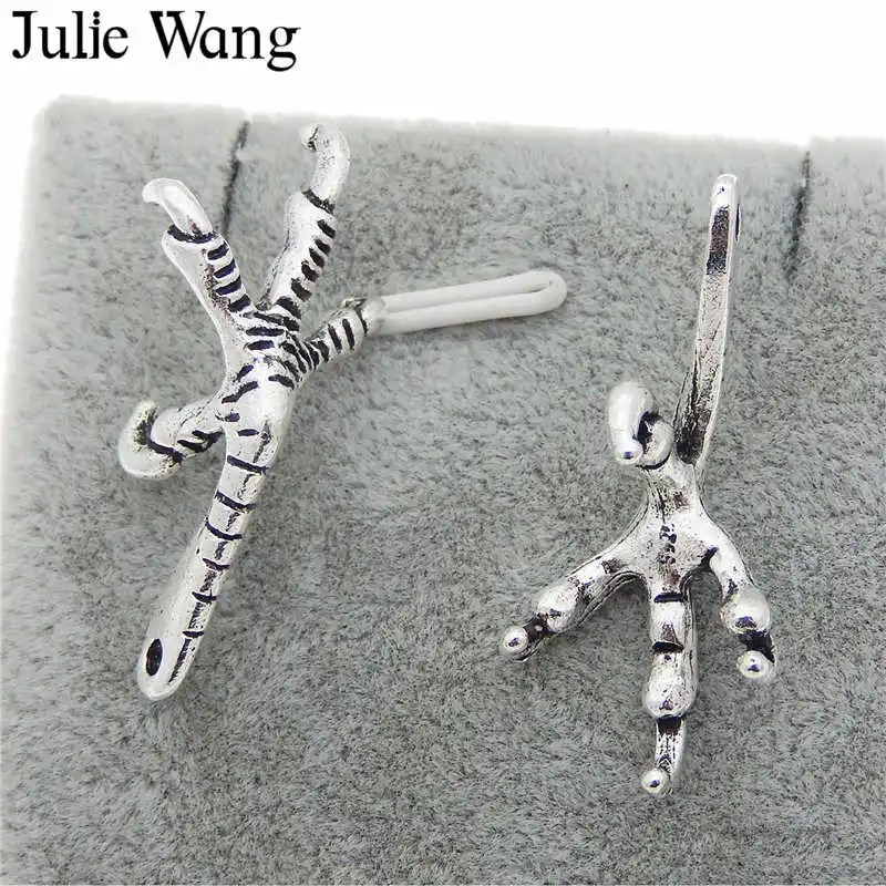 Julie Wang 10 шт. Орлан цвет под старину серебро птица коготь сплав серьги браслет