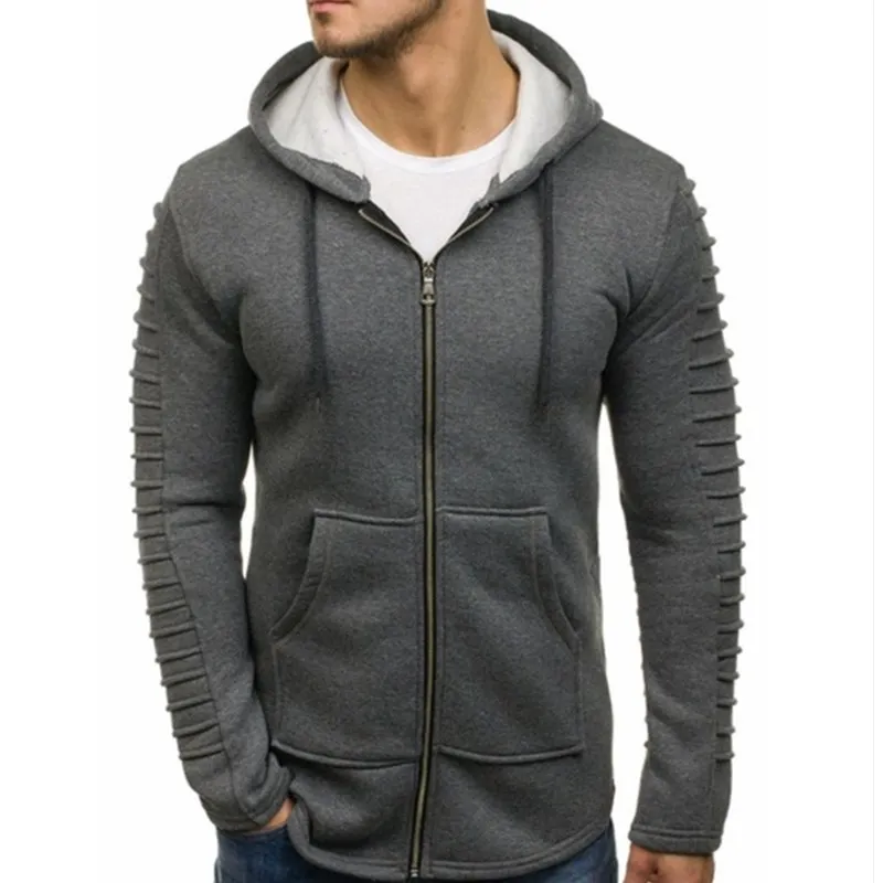 Мужская толстовка с длинным рукавом однотонная черная и серая на молнии